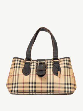 Burberry Haymarket Check Buckle-Strap Handbag